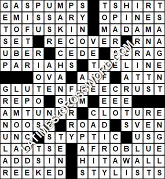 LA Times Crossword answers Saturday 17 June 2017