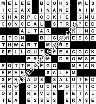 LA Times Crossword answers Monday 19 June 2017