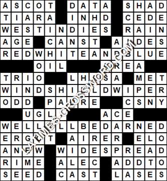 LA Times Crossword answers Tuesday 20 June 2017