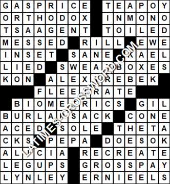 LA Times Crossword answers Saturday 24 June 2017