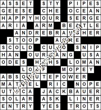 LA Times Crossword answers Tuesday 27 June 2017