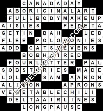 LA Times Crossword answers Saturday 1 July 2017