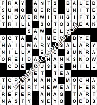 LA Times Crossword answers Wednesday 5 July 2017