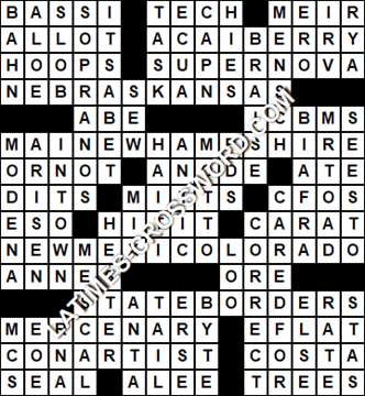 LA Times Crossword answers Thursday 6 July 2017