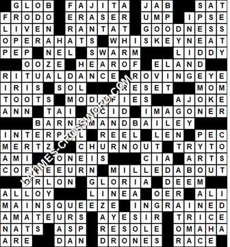 LA Times Crossword answers Sunday 9 July 2017