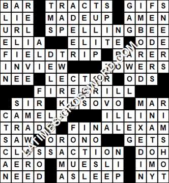 LA Times Crossword answers Wednesday 12 July 2017
