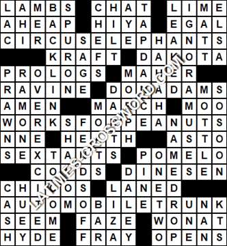 LA Times Crossword answers Friday 14 July 2017
