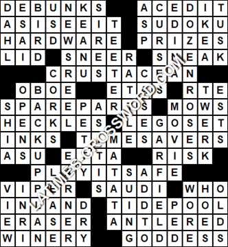 LA Times Crossword answers Saturday 15 July 2017