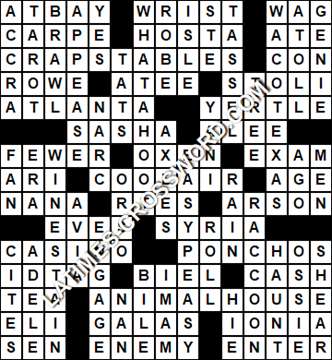 LA Times Crossword answers Thursday 20 July 2017