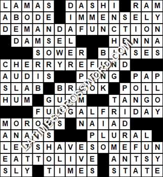 LA Times Crossword answers Friday 21 July 2017