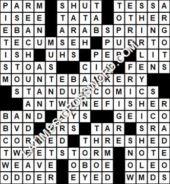 LA Times Crossword answers Saturday 22 July 2017