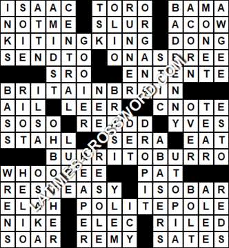 LA Times Crossword answers Tuesday 25 July 2017