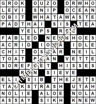 LA Times Crossword answers Wednesday 26 July 2017