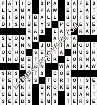 LA Times Crossword answers Monday 31 July 2017