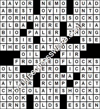 LA Times Crossword answers Friday 4 August 2017