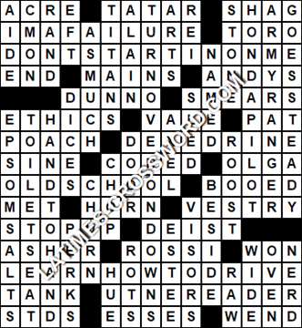 LA Times Crossword answers Saturday 5 August 2017