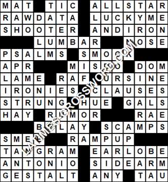 LA Times Crossword answers Friday 11 August 2017