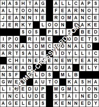 LA Times Crossword answers Saturday 12 August 2017
