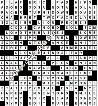 LA Times Crossword answers Sunday 20 August 2017