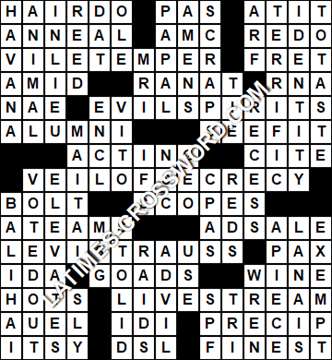 LA Times Crossword answers Tuesday 22 August 2017