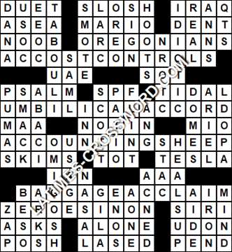 LA Times Crossword answers Friday 25 August 2017