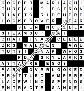 LA Times Crossword answers Saturday 26 August 2017