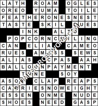 LA Times Crossword answers Monday 28 August 2017