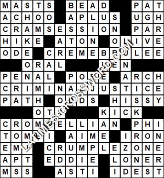 LA Times Crossword answers Wednesday 30 August 2017