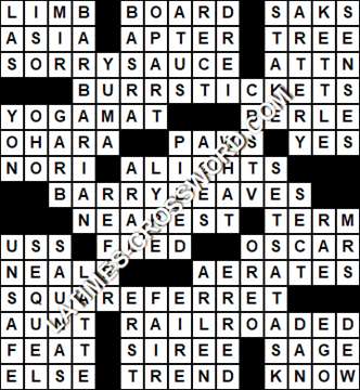 LA Times Crossword answers Friday 1 September 2017
