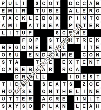 LA Times Crossword answers Tuesday 5 September 2017