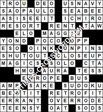 LA Times Crossword answers Friday 8 September 2017
