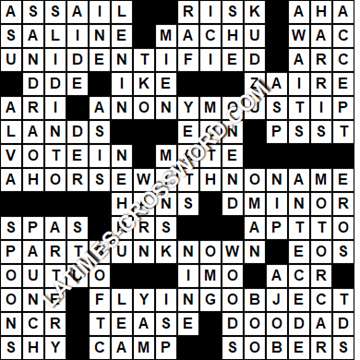 LA Times Crossword answers Tuesday 12 September 2017