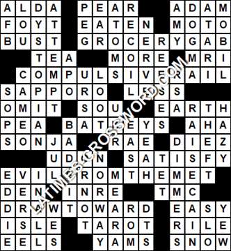 LA Times Crossword answers Friday 15 September 2017