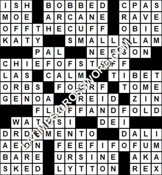 LA Times Crossword answers Tuesday 19 September 2017