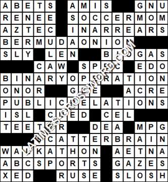 LA Times Crossword answers Wednesday 20 September 2017