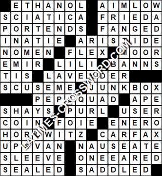 LA Times Crossword answers Saturday 23 September 2017