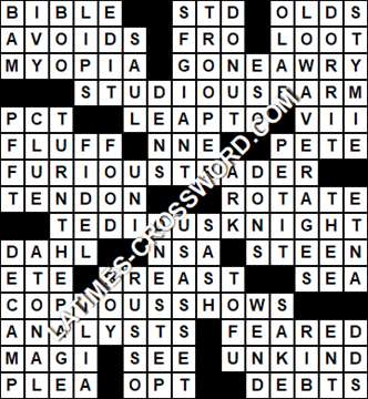LA Times Crossword answers Friday 6 October 2017
