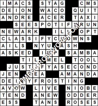 LA Times Crossword answers Friday 27 October 2017