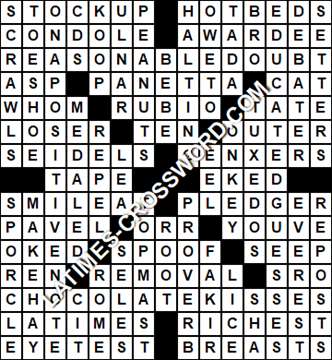 LA Times Crossword answers Saturday 18 November 2017