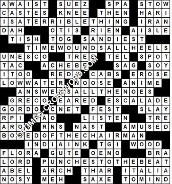 LA Times Crossword answers Sunday 19 November 2017