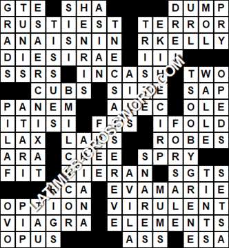 LA Times Crossword answers Friday 24 November 2017