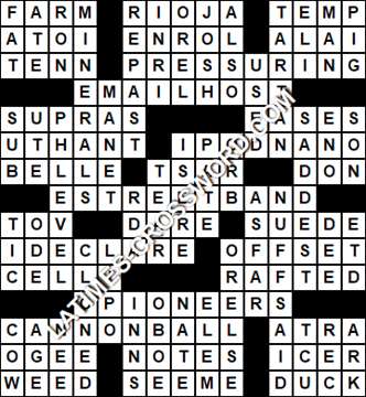 LA Times Crossword answers Tuesday 5 December 2017