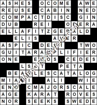 LA Times Crossword answers Tuesday 19 December 2017