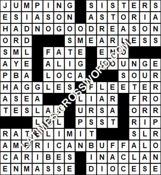LA Times Crossword answers Saturday 23 December 2017
