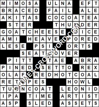 LA Times Crossword answers Tuesday 26 December 2017