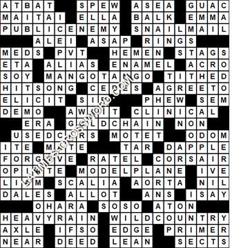 LA Times Crossword answers Sunday 31 December 2017