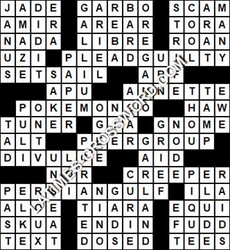LA Times Crossword answers Monday 8 January 2018
