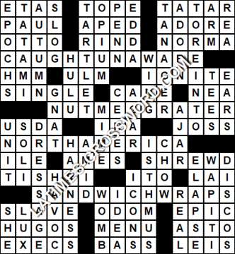 LA Times Crossword answers Wednesday 10 January 2018