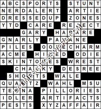 LA Times Crossword answers Saturday 27 January 2018