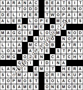 LA Times Crossword answers Friday 2 February 2018